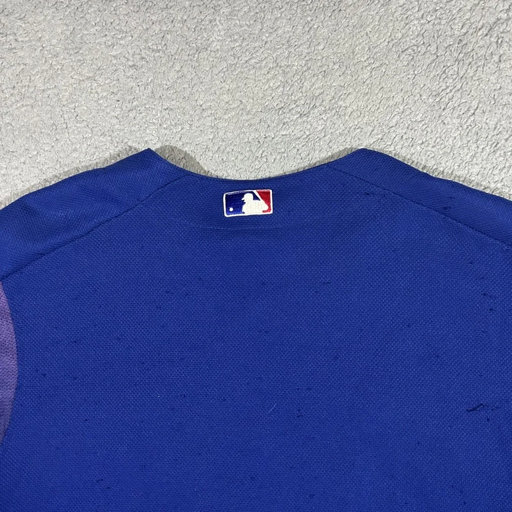 Vintage MAJESTIC LOS ANGELES DODGERS BLUE BASEBALL JERSEY 2XL BUTTON UP #3621